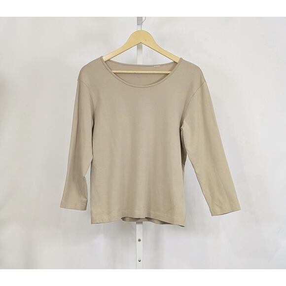 By Chico's Top Light Brown Cotton Blend 3/4 Sleeve Misses Size 2 L - Picture 1 of 5